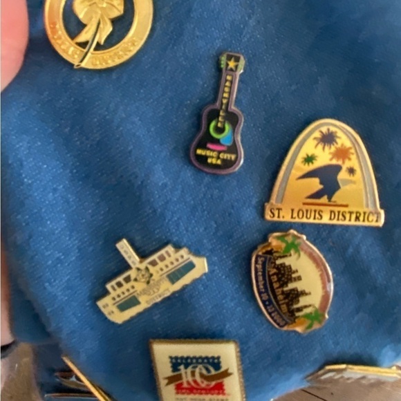 UNIQUE VINTAGE denim Postal Service Vest with Tons of Pins- large - Picture 4 of 11